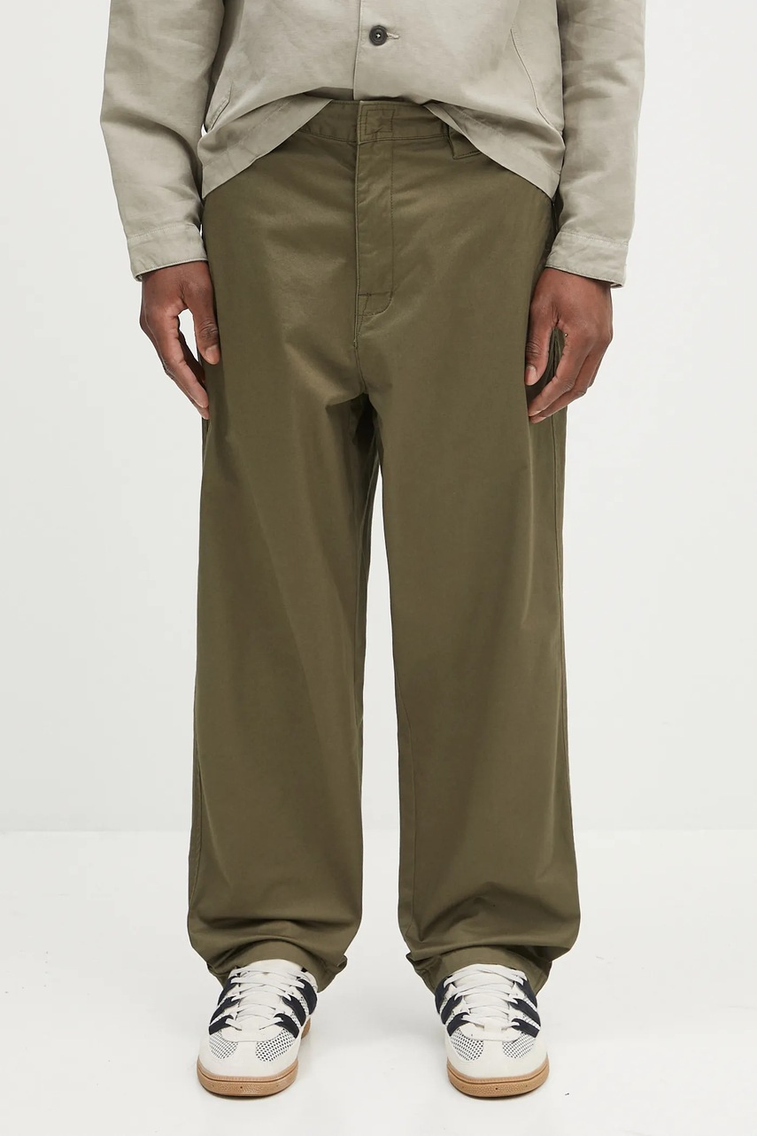 Kalhoty AAPE Now Woven pánské, zelená barva, AAPPTMB619XXN