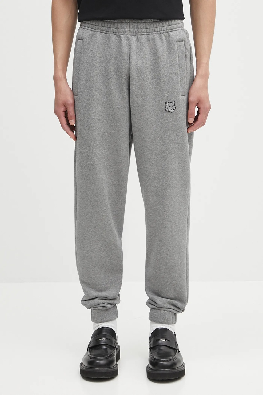 Bavlněné tepláky Maison Kitsuné Bold Fox Head Patch Comfort pánské, šedá barva, MM01125KM0321