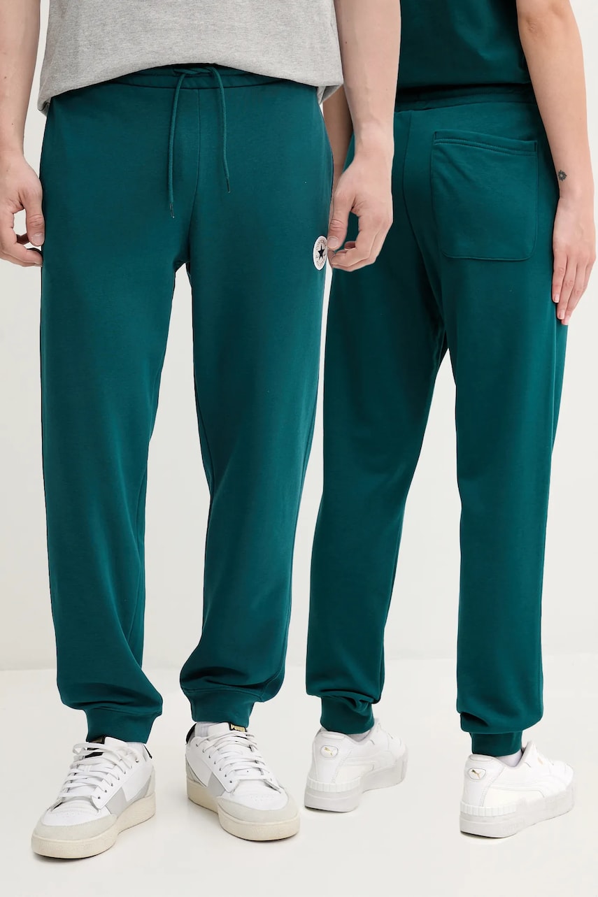 Converse pantaloni de trening culoarea verde, uni, 10026982-A08 Converse pantaloni de trening culoarea verde, uni, 10026982-A08