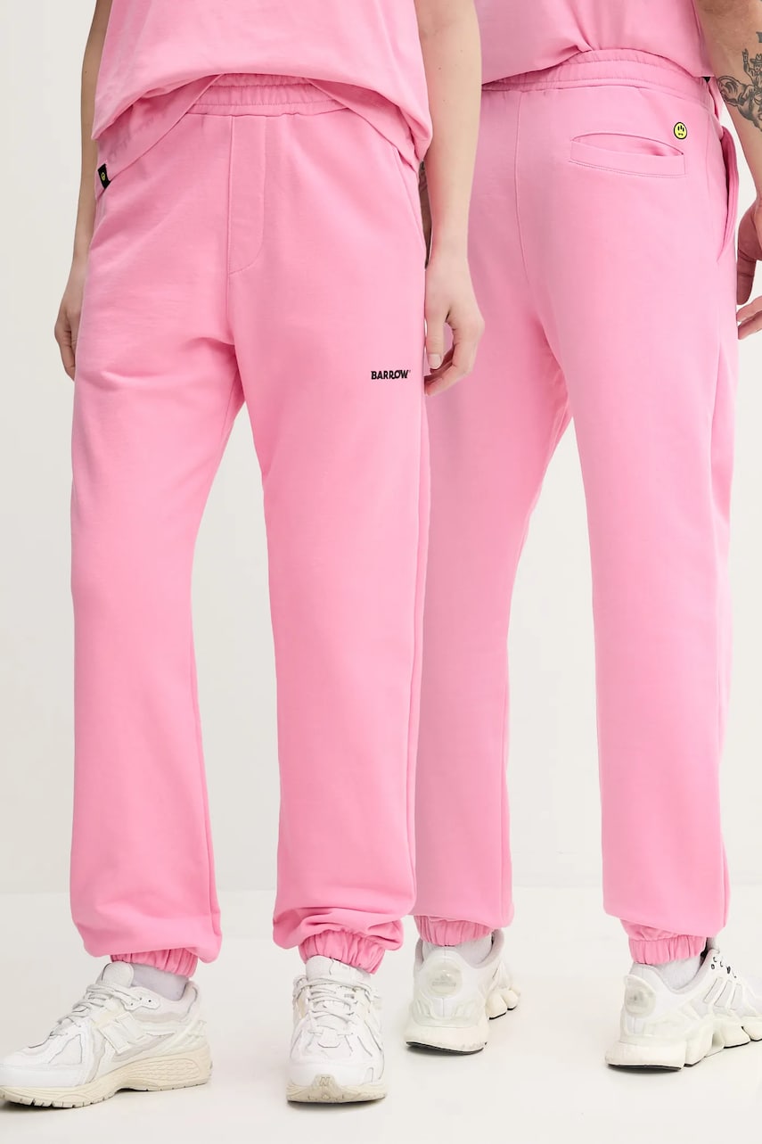 Barrow pantaloni de trening din bumbac culoarea roz, cu imprimeu, S5BWUAFP085 Barrow pantaloni de trening din bumbac culoarea roz, cu imprimeu, S5BWUAFP085