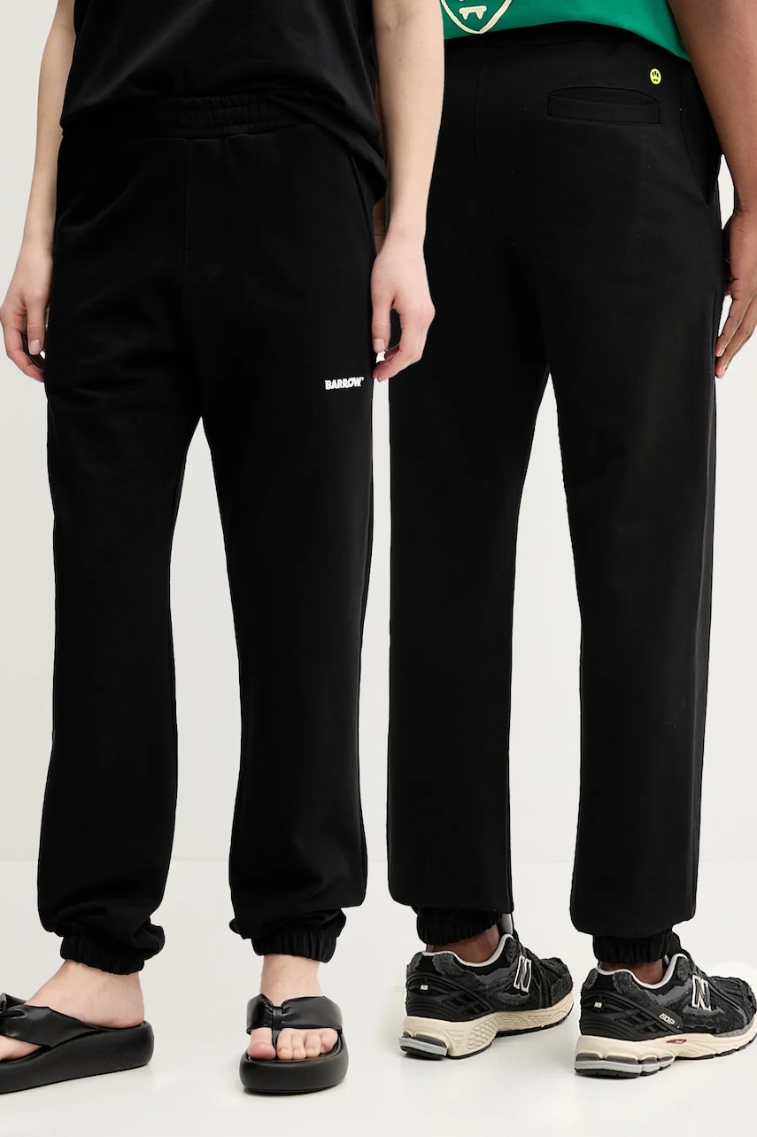 Barrow pantaloni de trening din bumbac culoarea negru, cu imprimeu, S5BWUAFP085 Barrow pantaloni de trening din bumbac culoarea negru, cu imprimeu, S5BWUAFP085