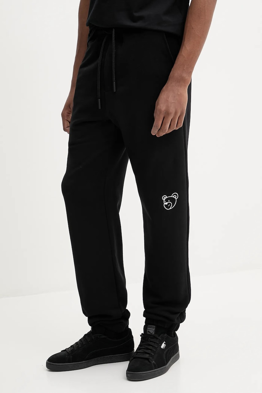 Inbetweeners pantaloni de trening din bumbac culoarea negru, drept, medium waist, S5TWUAFP026