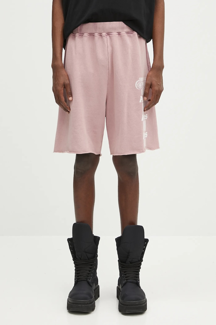 Aries pantaloni scurți din bumbac Aged Ancient Column Sweatshort