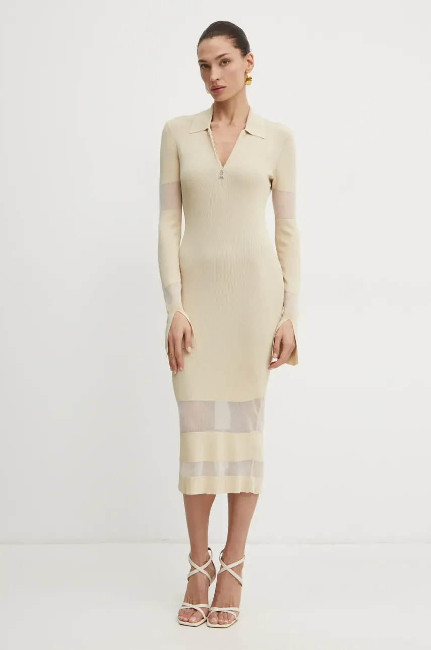 Платье Patrizia Pepe цвет бежевый midi облегающее 8A1420 K078 Платье Patrizia Pepe цвет бежевый midi облегающее 8A1420 K078