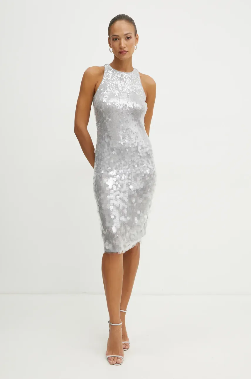 Платье Patrizia Pepe цвет серебрянный mini облегающее 8A1444 J251 Платье Patrizia Pepe цвет серебрянный mini облегающее 8A1444 J251