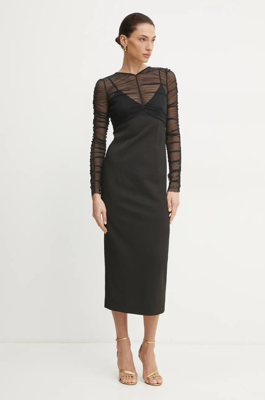 Платье Patrizia Pepe цвет чёрный midi облегающее 8A1463 A375 Платье Patrizia Pepe цвет чёрный midi облегающее 8A1463 A375