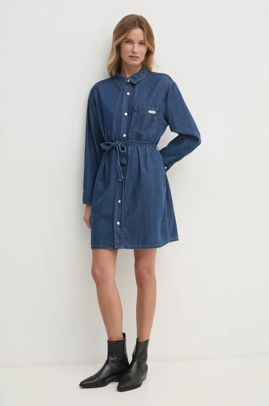 Džínové šaty Calvin Klein Jeans modrá barva, mini, oversize, J20J225008