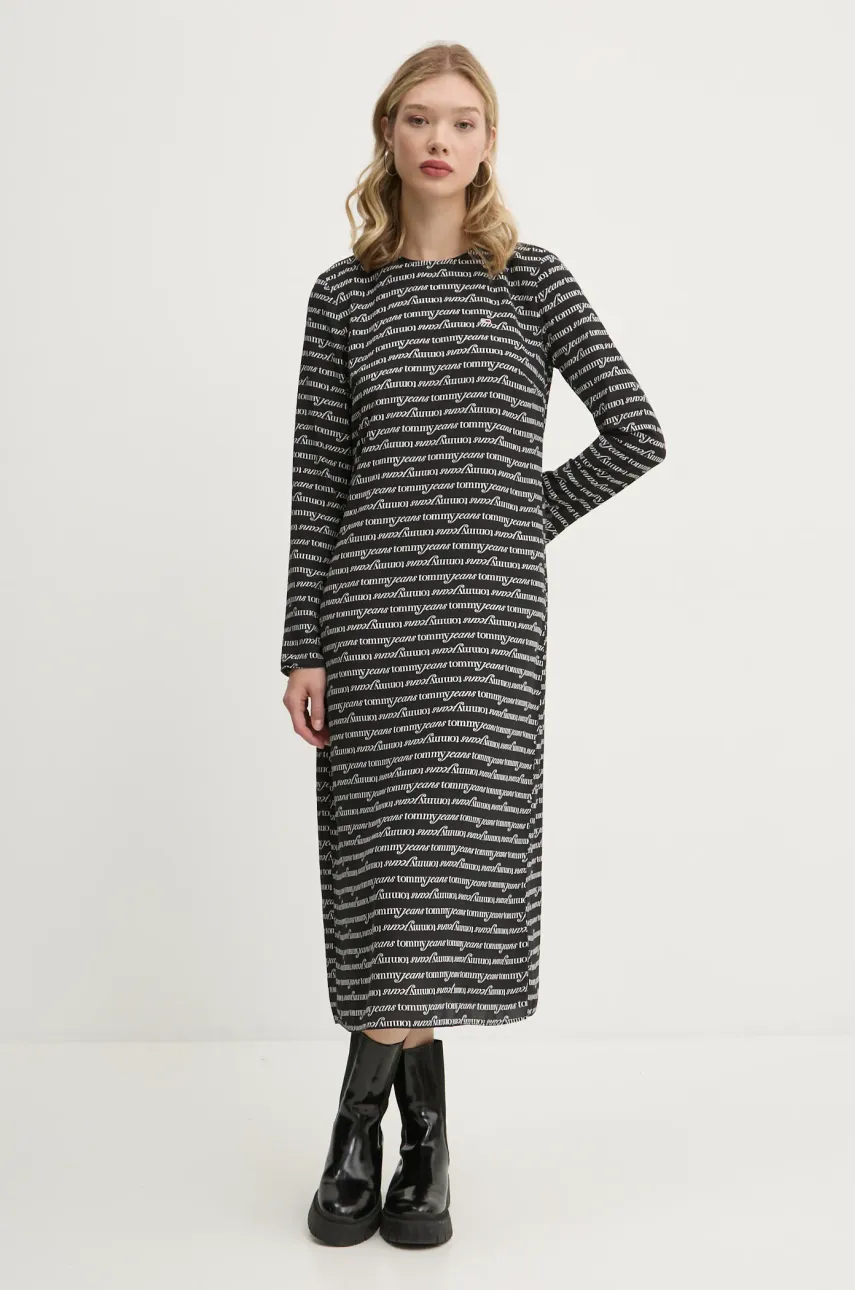 Платье Tommy Jeans цвет чёрный midi прямое DW0DW20456 Платье Tommy Jeans цвет чёрный midi прямое DW0DW20456
