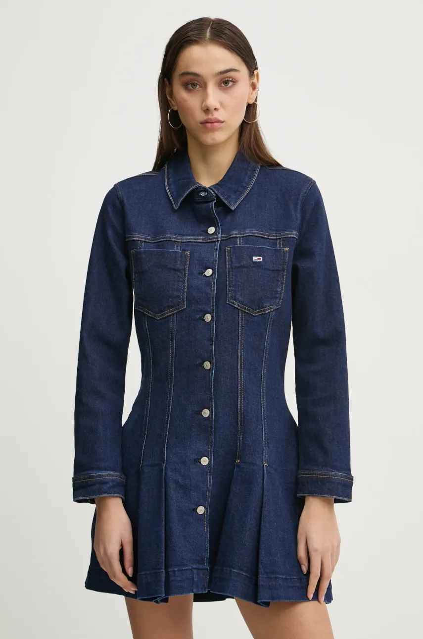 Tommy Jeans rochie culoarea bleumarin, mini, evazată, DW0DW20533