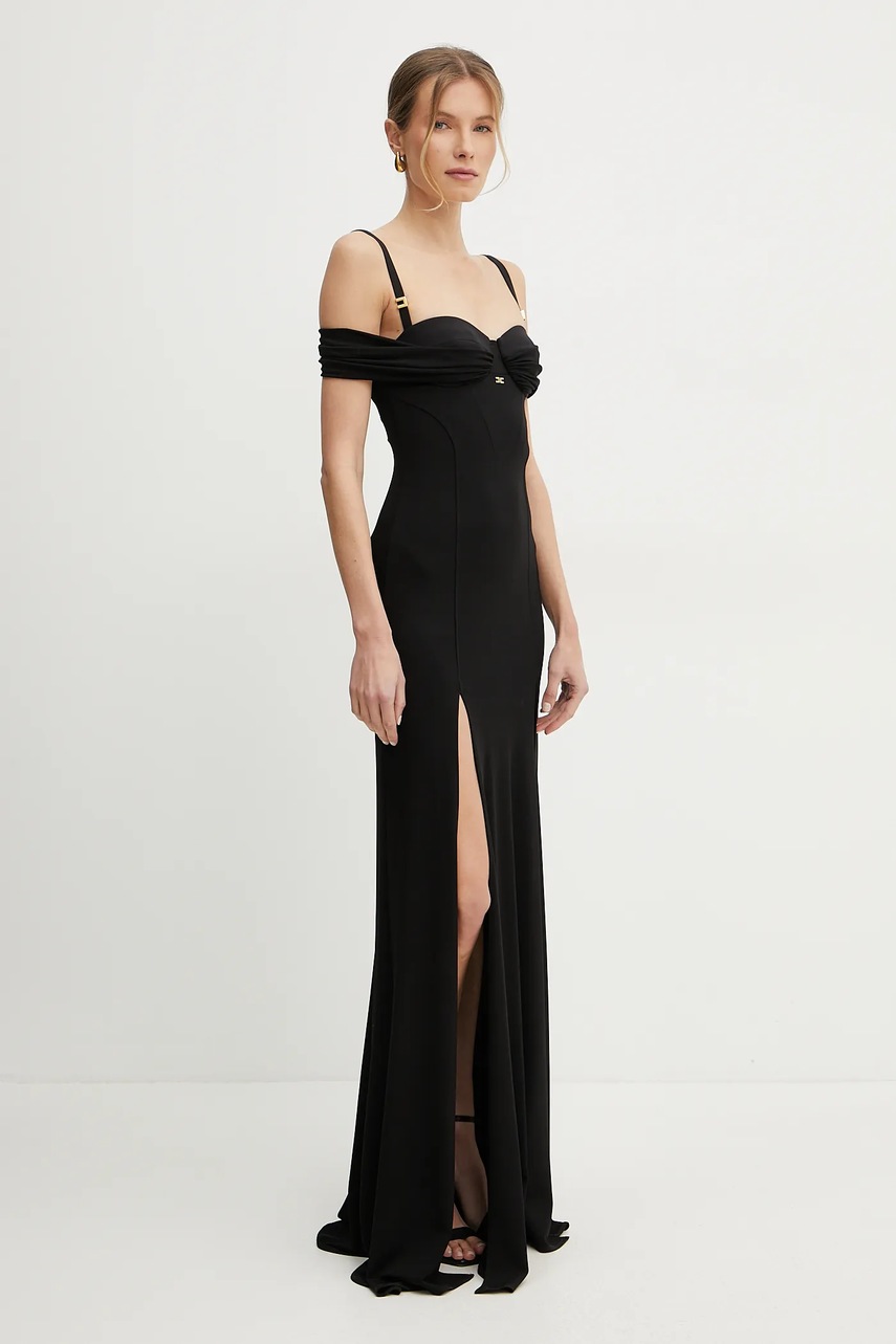 Elisabetta Franchi rochie culoarea negru, maxi, dreaptă, ABR0851E2