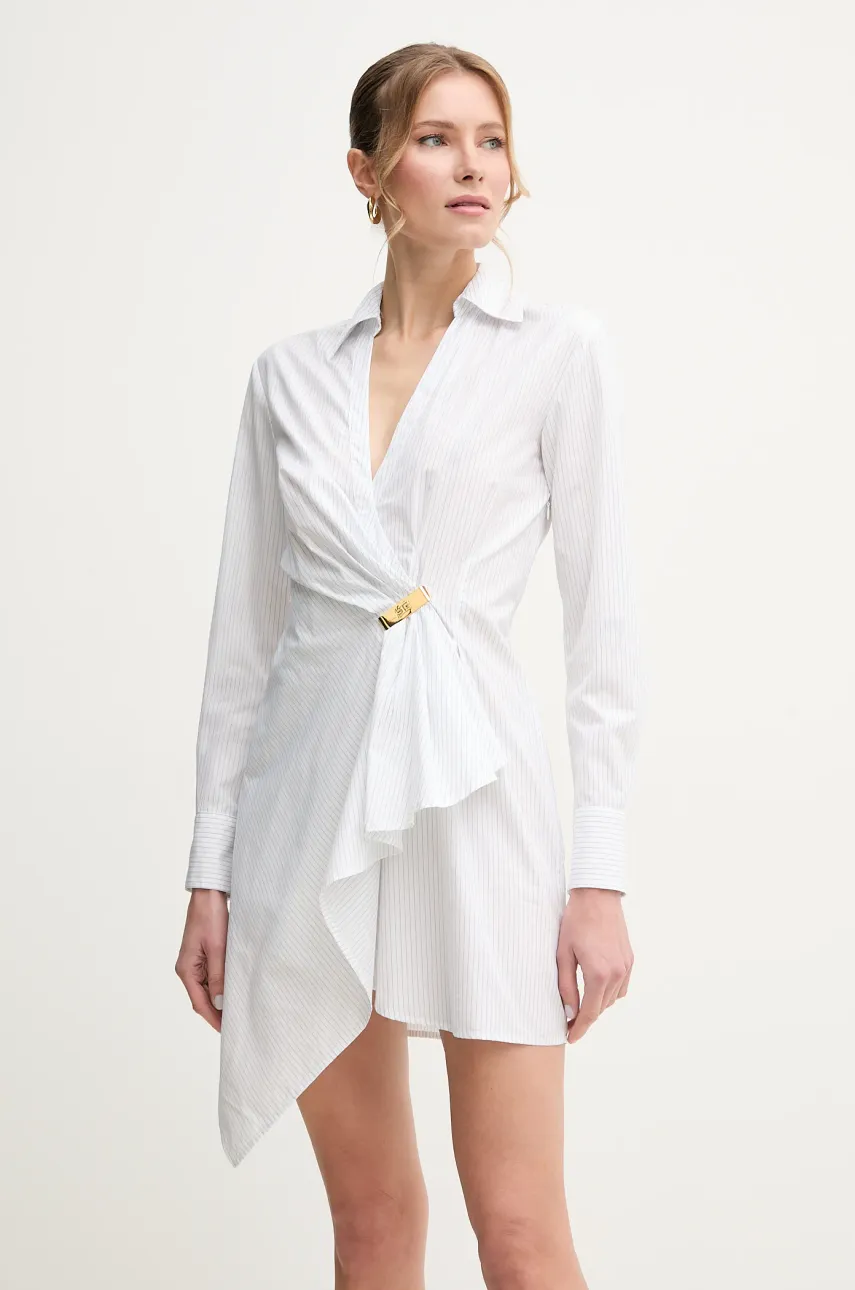 Elisabetta Franchi rochie din bumbac culoarea alb, mini, evazată, AB72551E2