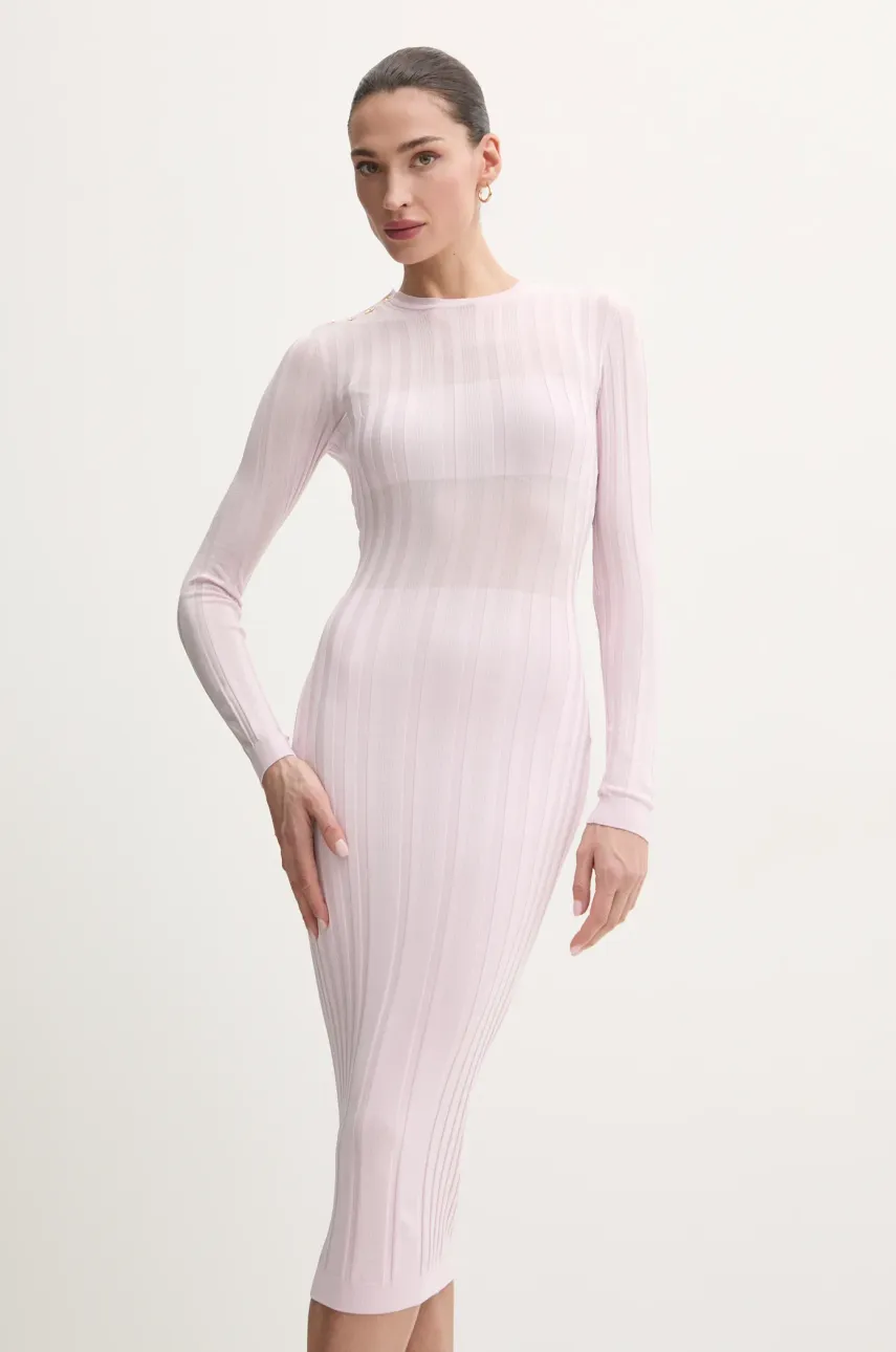 Elisabetta Franchi rochie culoarea roz, midi, mulată, AM38S51E2