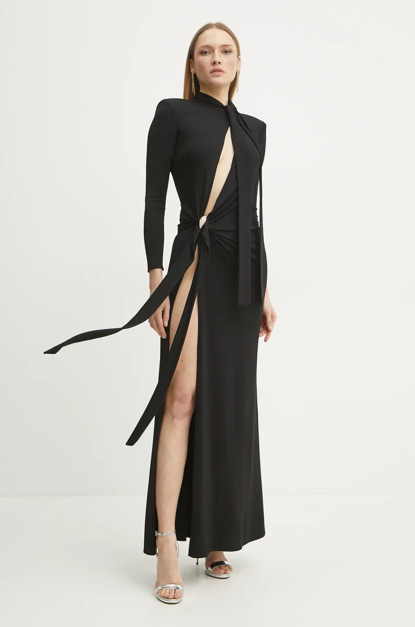 Elisabetta Franchi rochie culoarea negru, maxi, mulată, ABR0951E2
