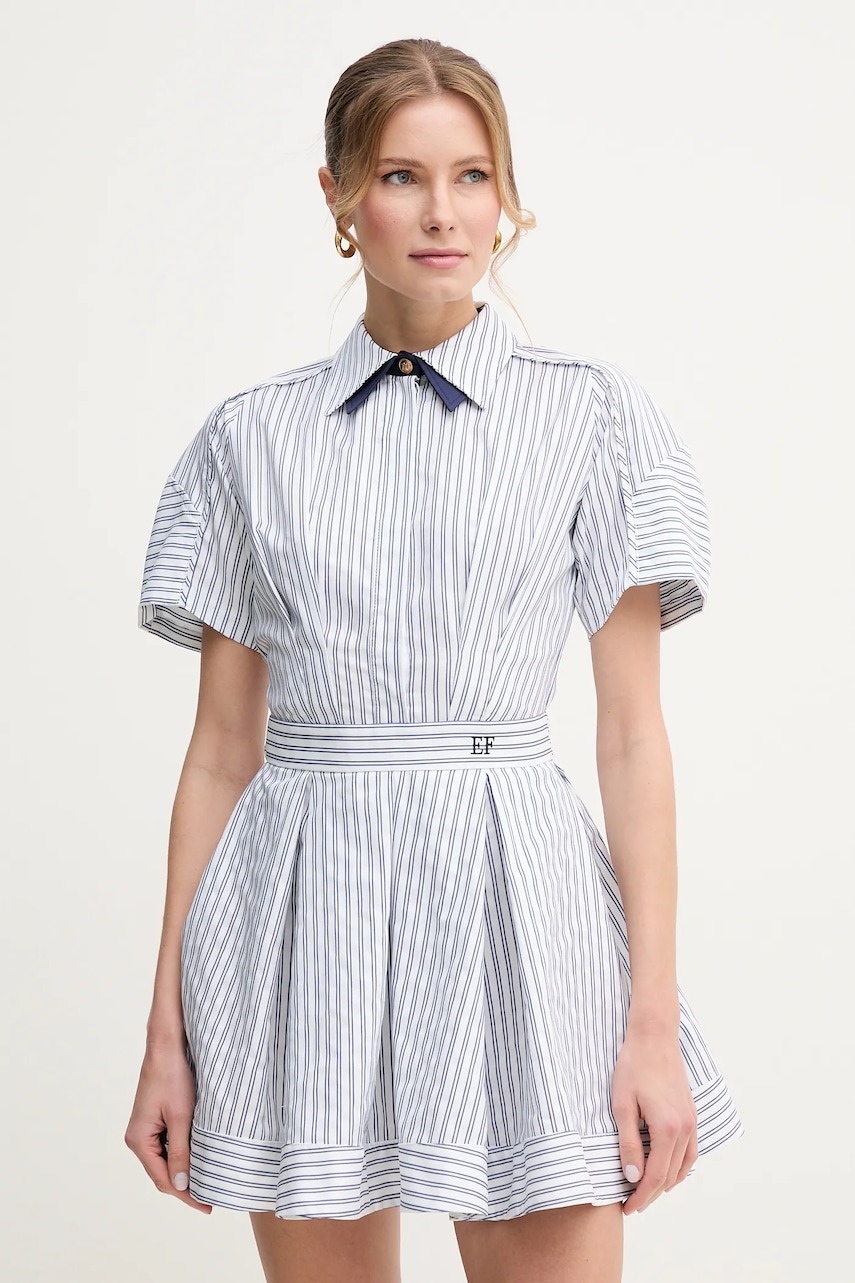 Elisabetta Franchi rochie din bumbac culoarea alb, mini, evazată, AB77051E2