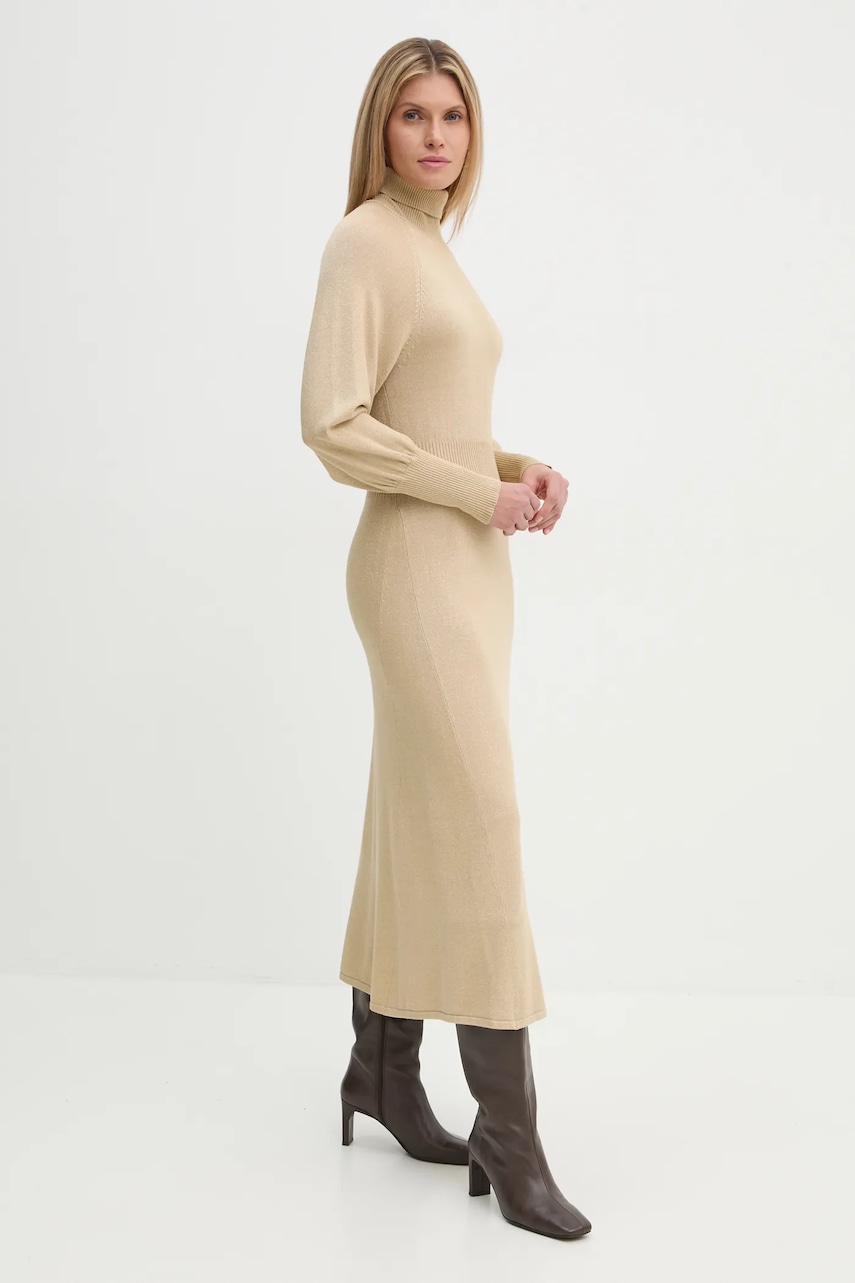 Bruuns Bazaar rochie culoarea bej, maxi, evazată, BBW4281