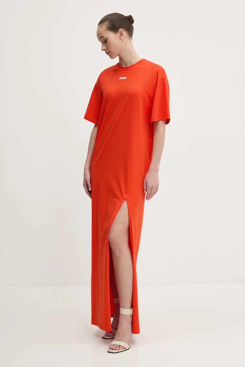 Сукня MSGM колір червоний maxi пряма 3841MDA83.257002