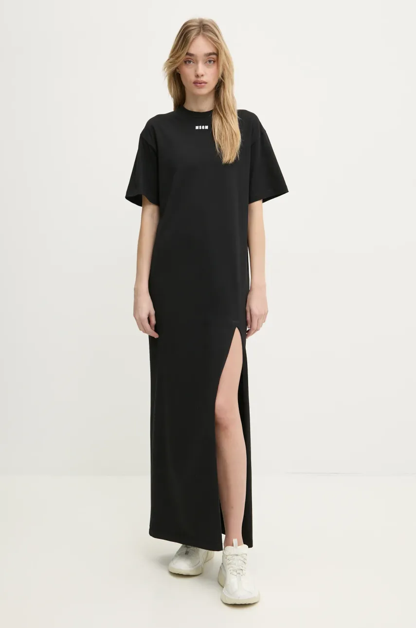 MSGM rochie culoarea negru, maxi, dreaptă, 3841MDA83.257002
