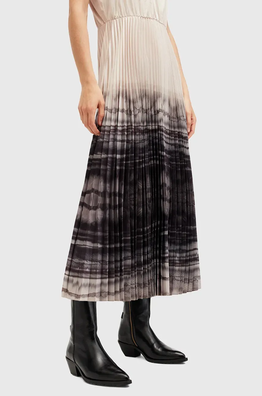 Obleka In Pulover AllSaints CELILIA PLEAT Bela Barva, W207DB