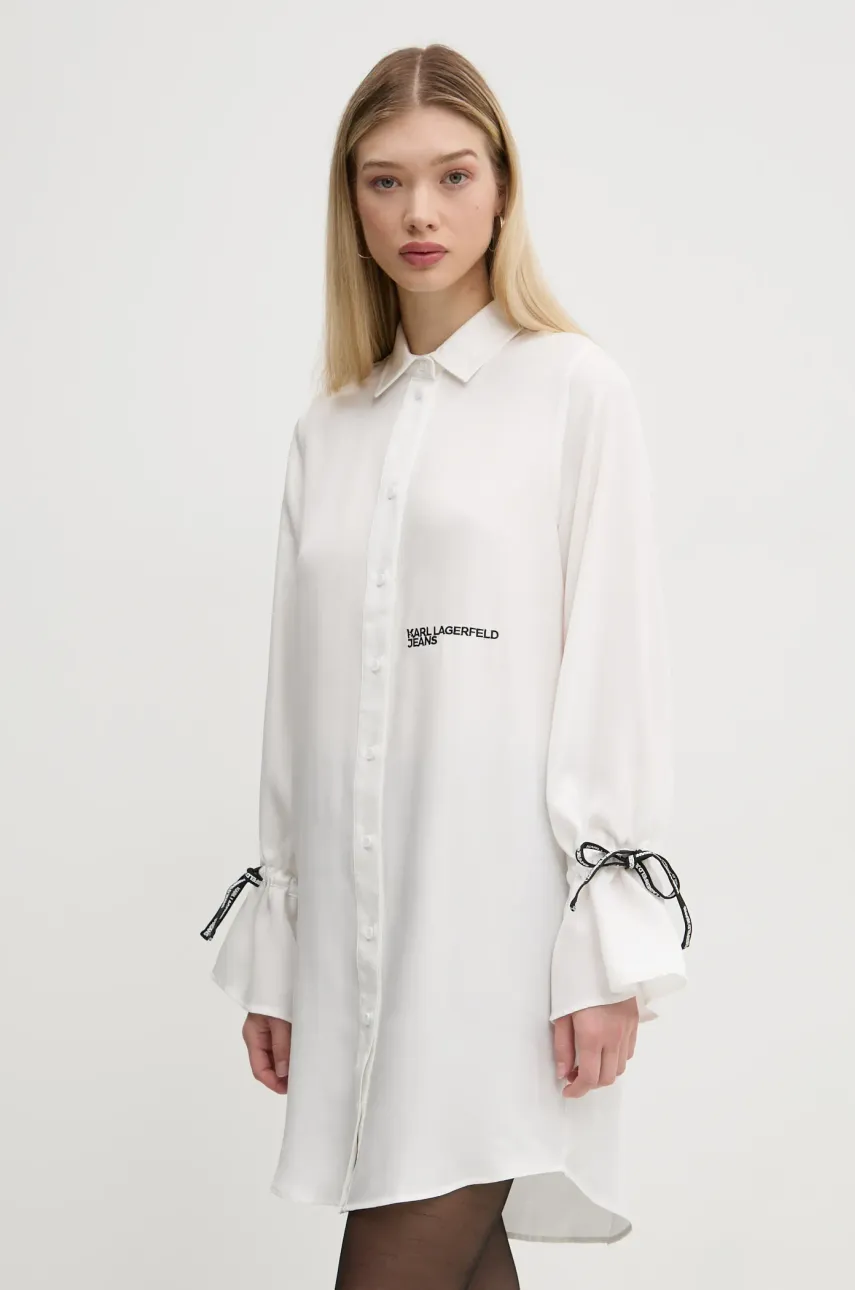 Karl Lagerfeld Jeans rochie culoarea bej, mini, dreaptă, A1W13003