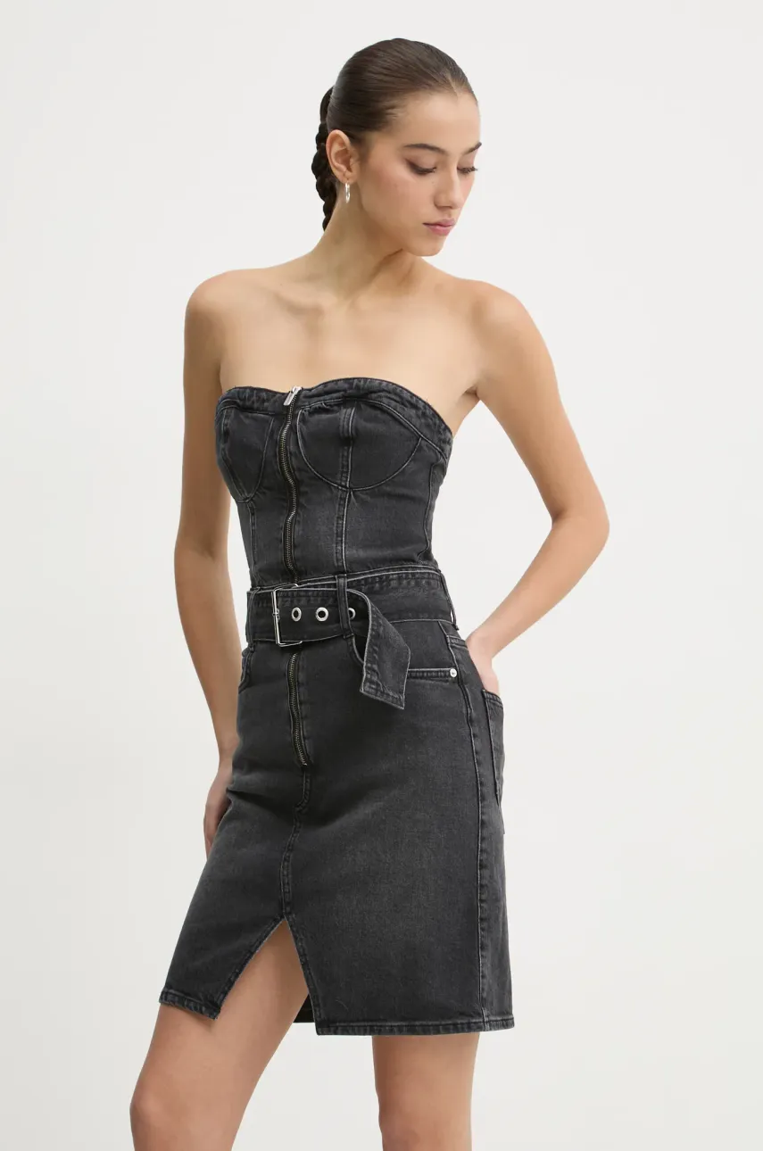 Karl Lagerfeld Jeans rochie culoarea gri, mini, evazată, A1W13006