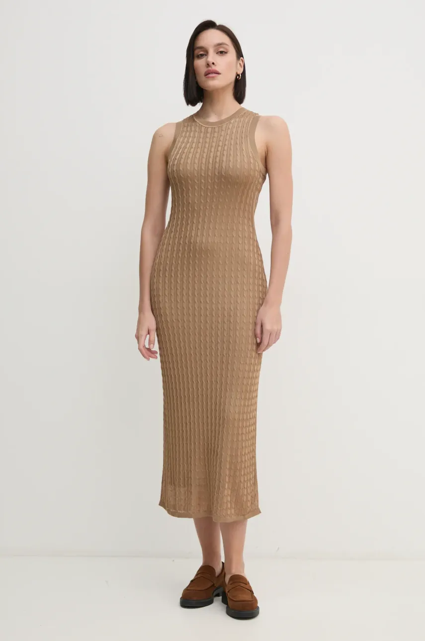 Šaty Tommy Hilfiger hnědá barva, maxi, WW0WW43999