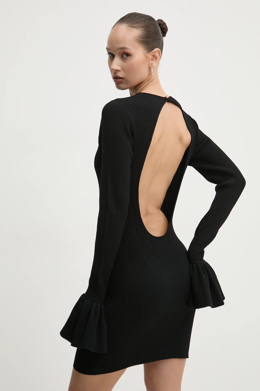 Rotate rochie culoarea negru, mini, mulată, 113621100