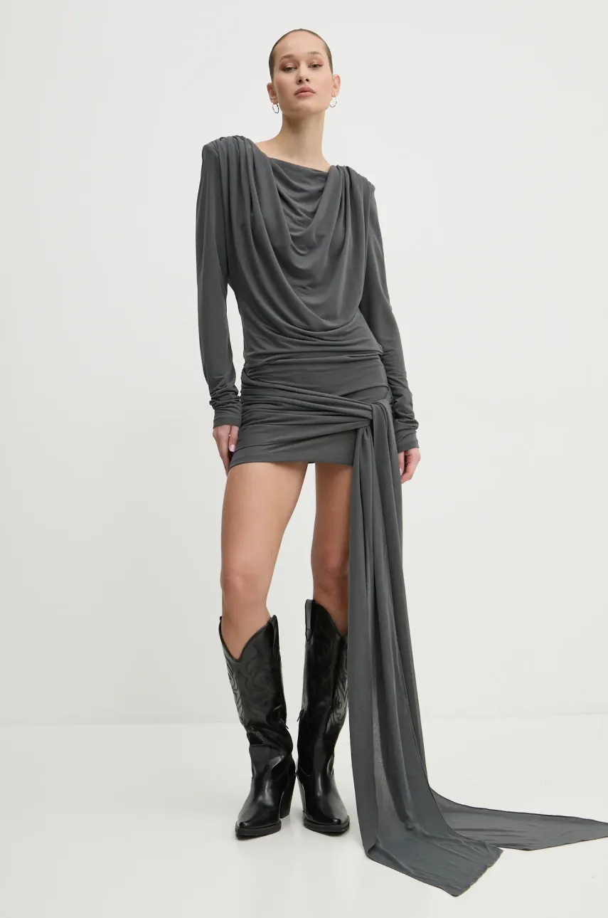 Rotate rochie culoarea gri, mini, mulată, 1141011205