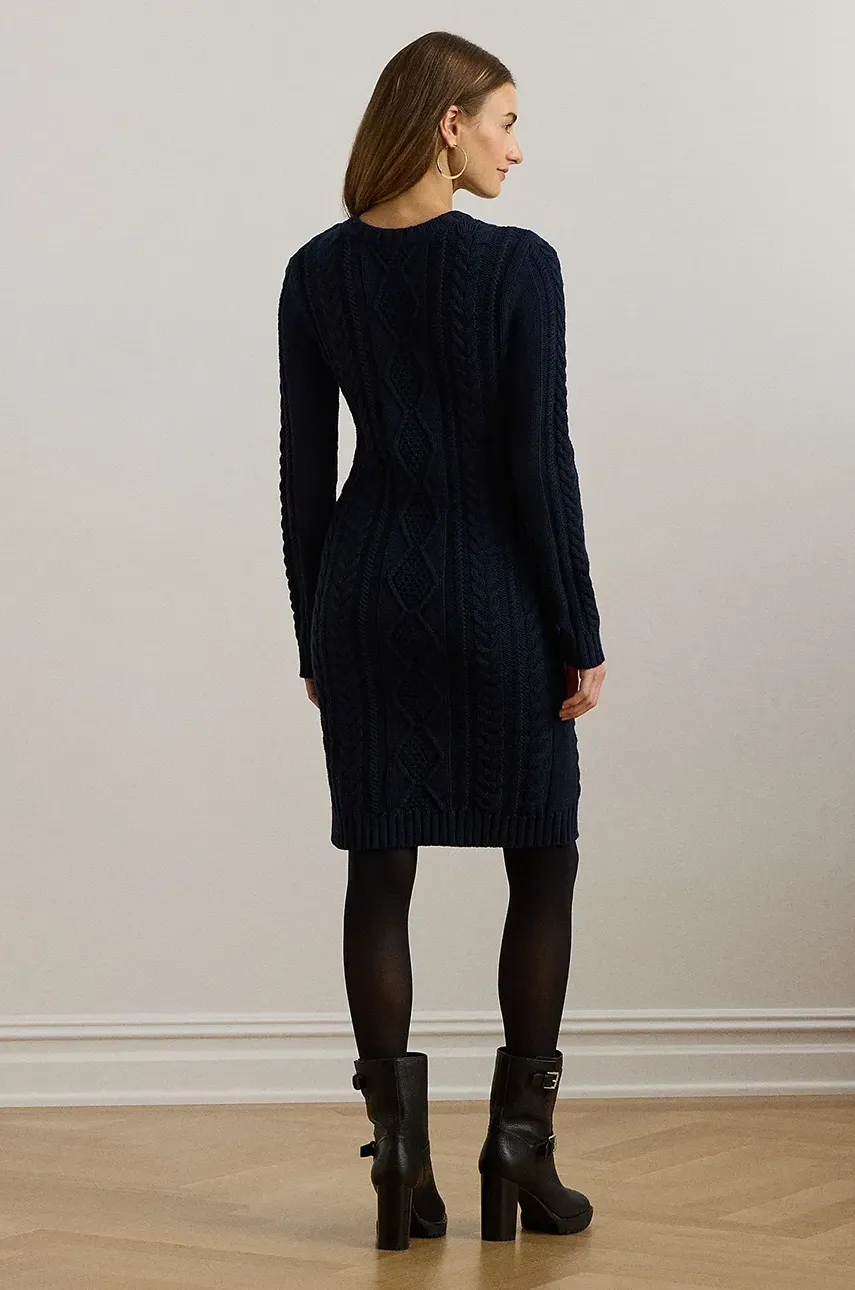 Хлопковое платье Lauren Ralph Lauren цвет синий mini облегающее 200957468 Хлопковое платье Lauren Ralph Lauren цвет синий mini облегающее 200957468