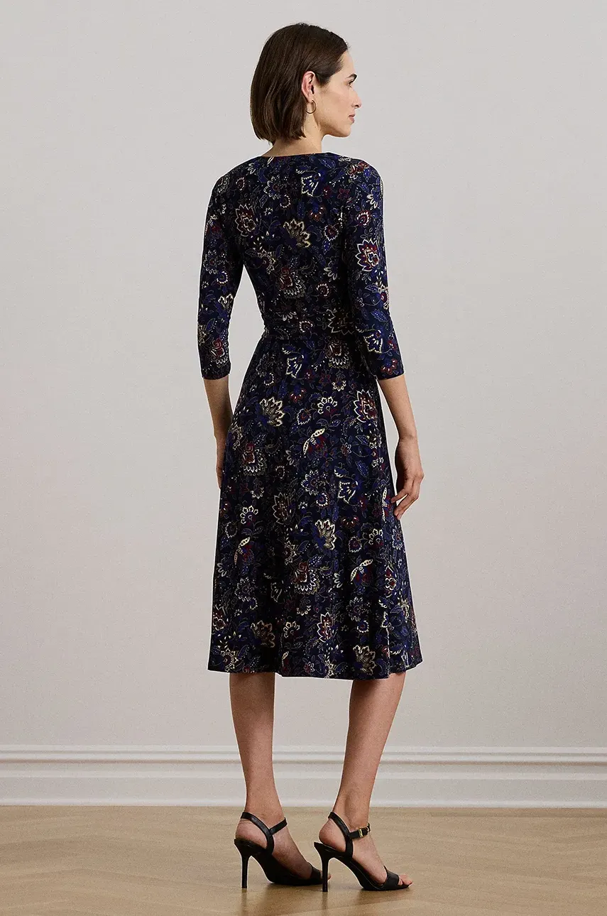 Платье Lauren Ralph Lauren цвет синий midi расклешённое 250957701 Платье Lauren Ralph Lauren цвет синий midi расклешённое 250957701
