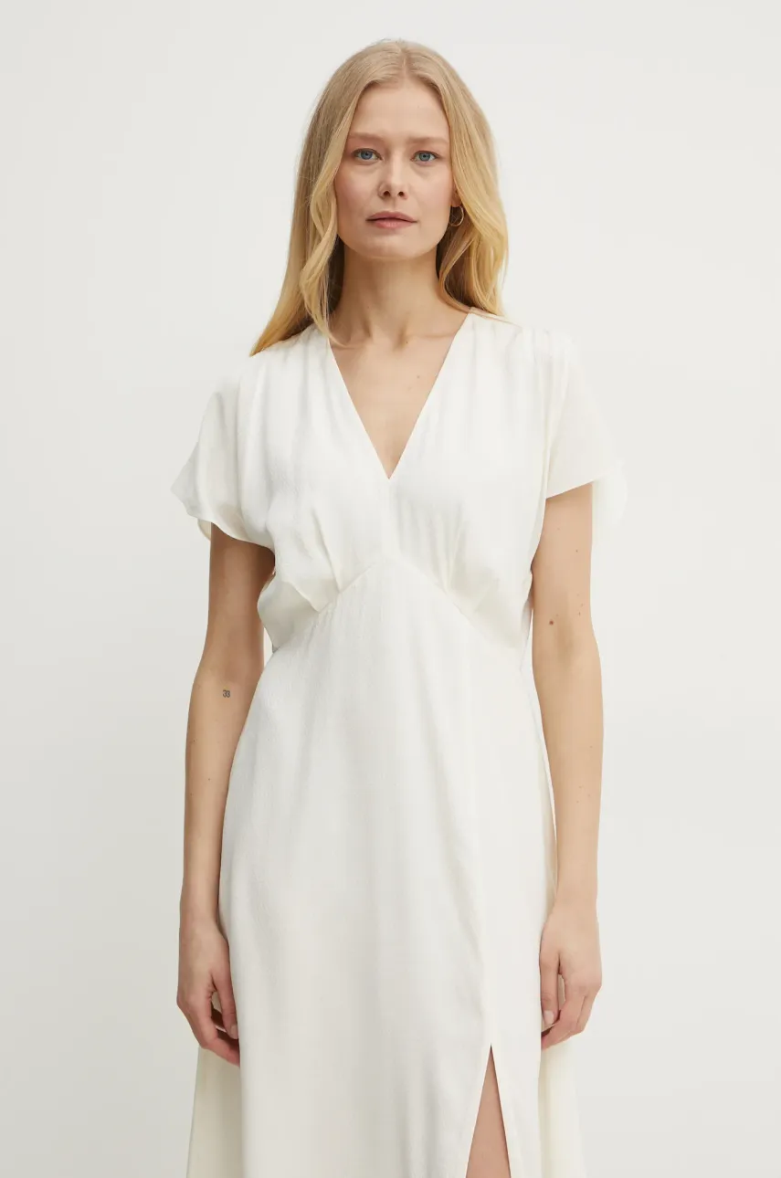 Шёлковое платье BOSS цвет бежевый mini расклешённое 50532930 Шёлковое платье BOSS цвет бежевый mini расклешённое 50532930