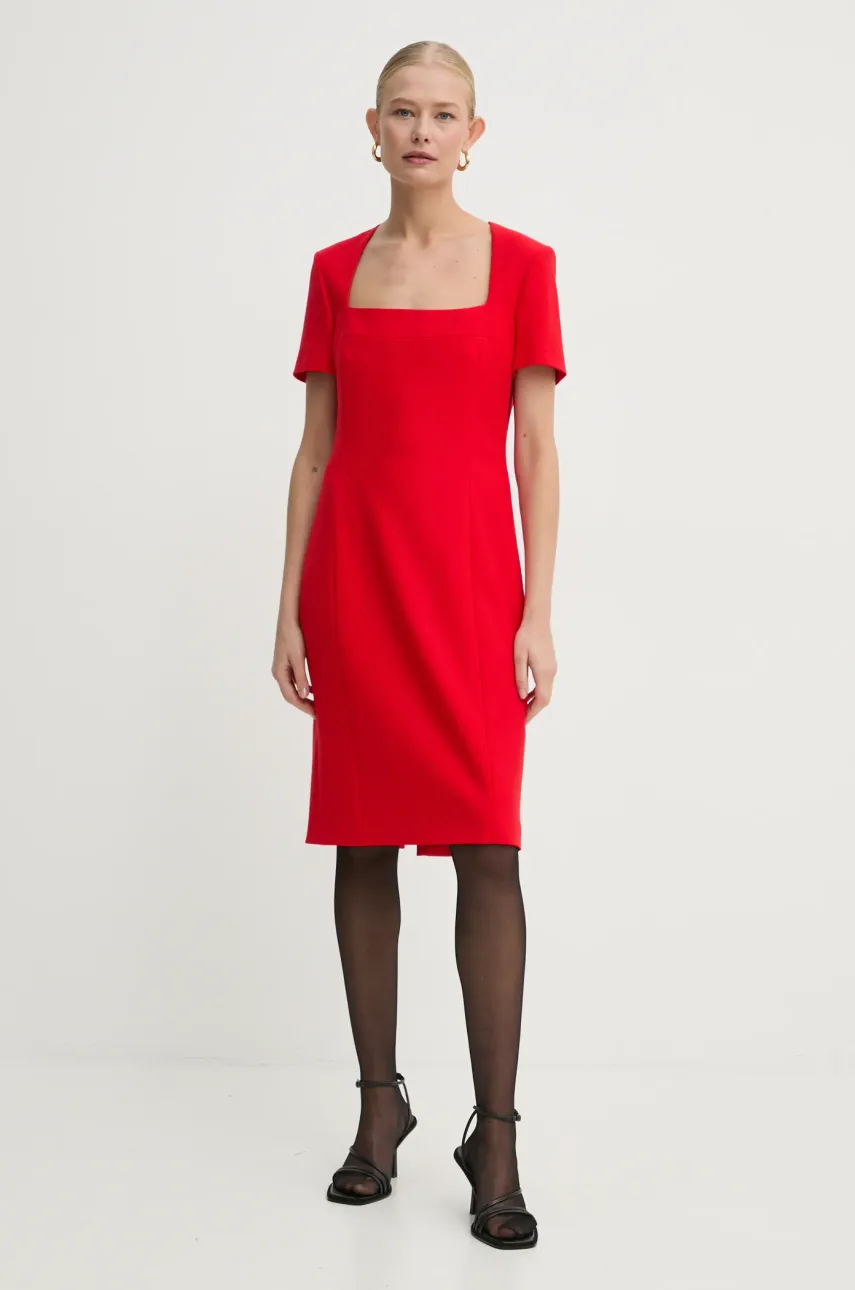 BOSS rochie culoarea rosu, mini, dreaptă, 50535199