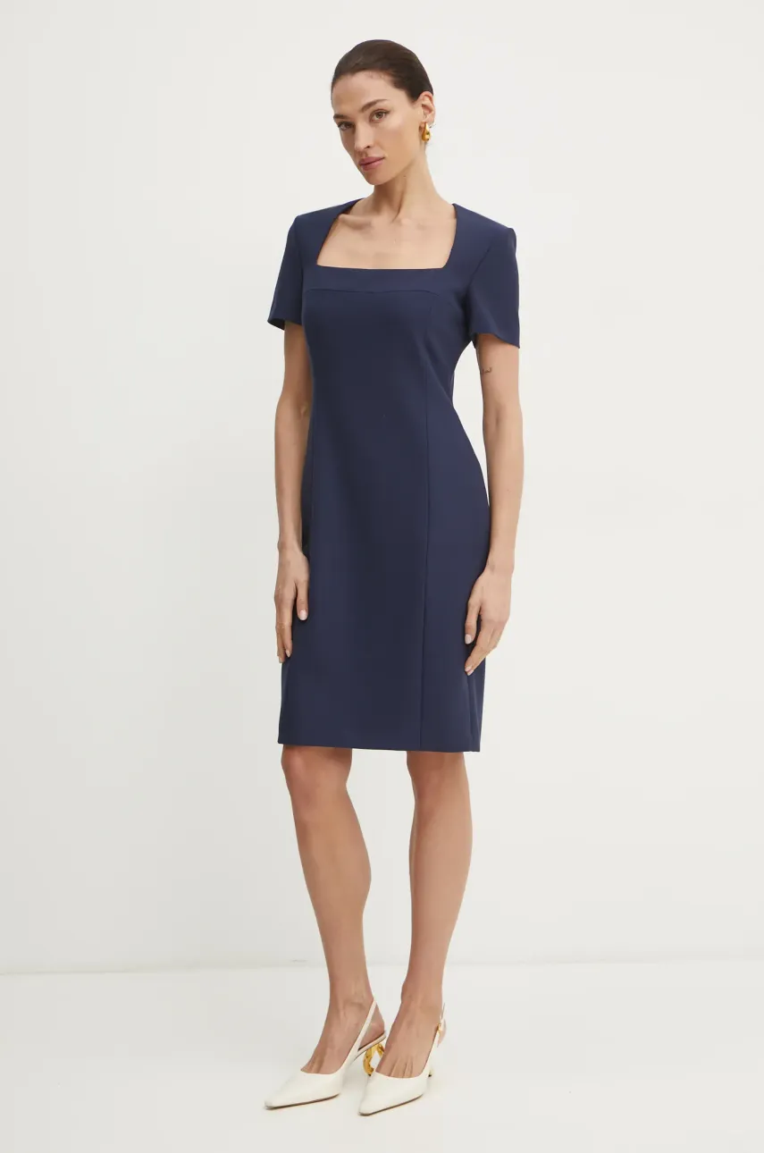BOSS rochie culoarea bleumarin, mini, dreaptă, 50535199