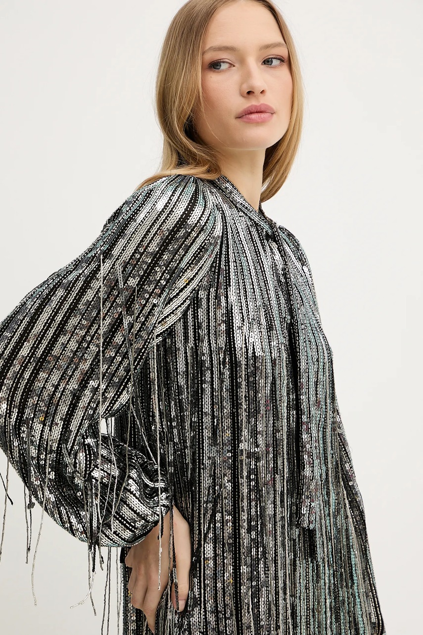 Φόρεμα Pinko χρώμα: ασημί, 104683 A2DE φωτογραφία