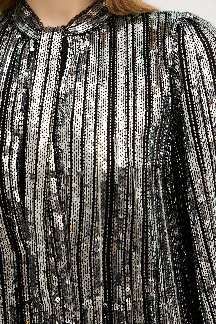 Φόρεμα Pinko χρώμα: ασημί, 104683 A2DE φωτογραφία