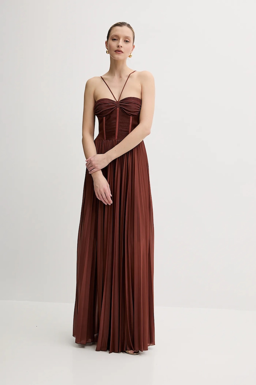 Сукня Pinko колір коричневий maxi розкльошена 104994 A2DM