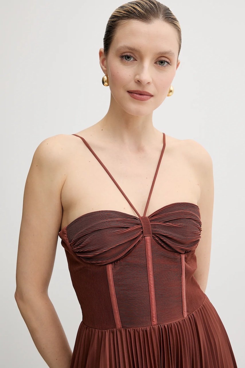 Сукня Pinko колір коричневий maxi розкльошена 104994 A2DM