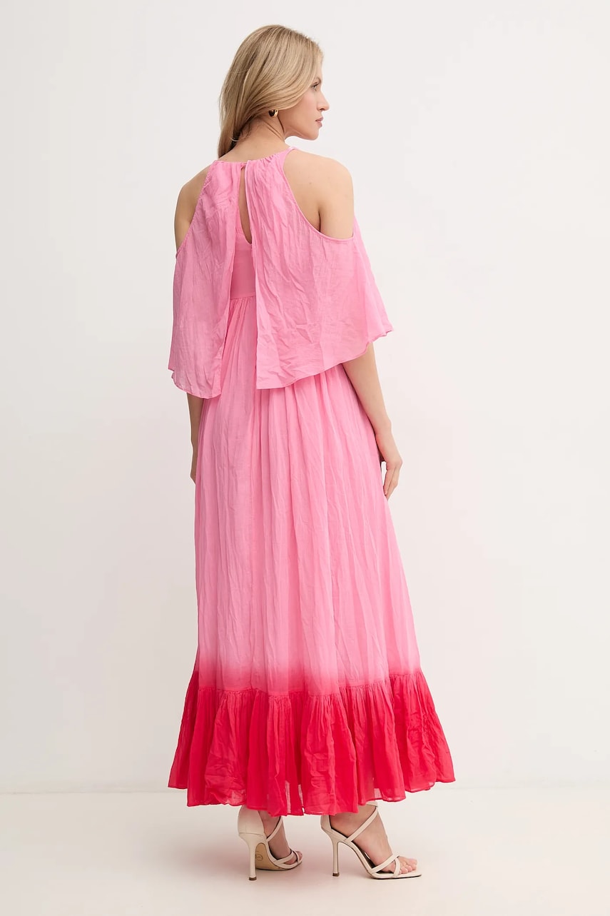 Хлопковое платье Pinko цвет розовый maxi расклешённое 104950 A2G4 Хлопковое платье Pinko цвет розовый maxi расклешённое 104950 A2G4