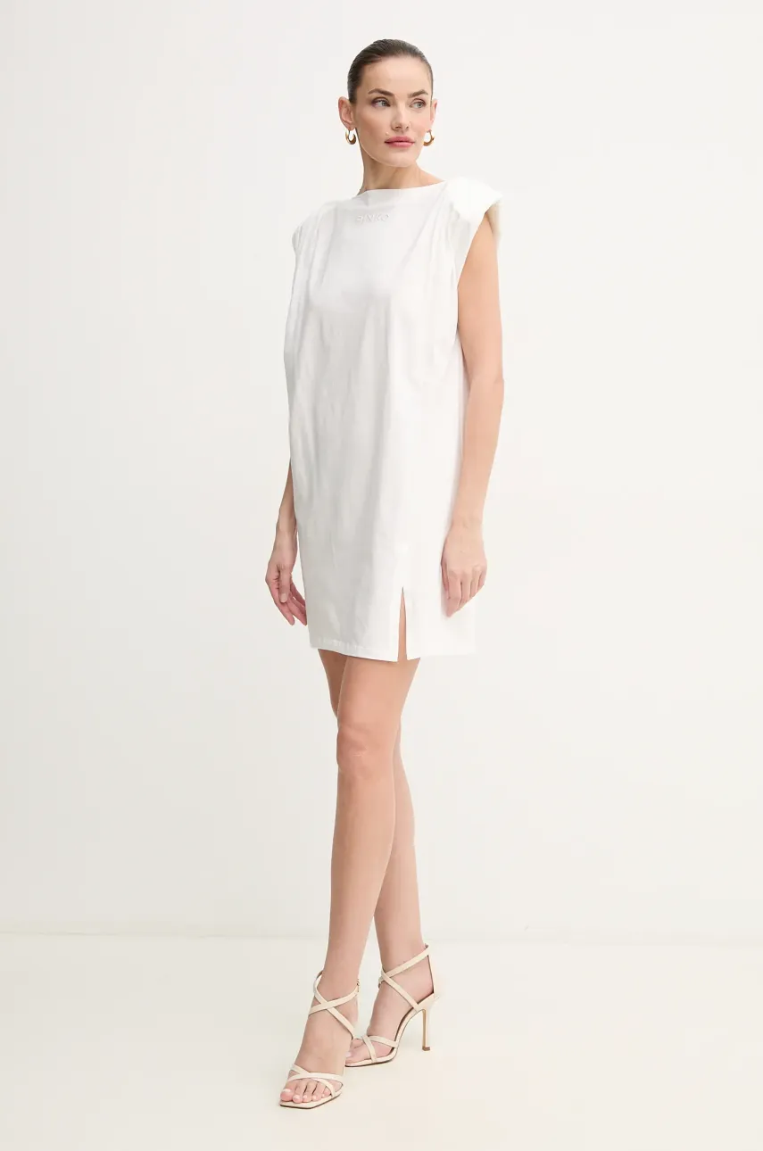 Хлопковое платье Pinko цвет белый mini прямое 104901 A2HE Хлопковое платье Pinko цвет белый mini прямое 104901 A2HE