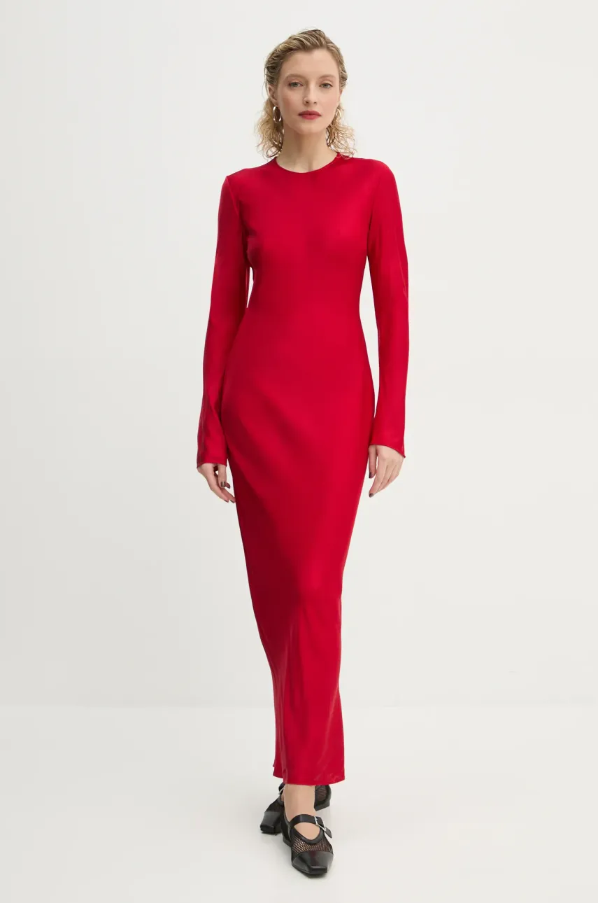 Samsoe Samsoe rochie SAALINA culoarea roșu, maxi, evazată, F24400197