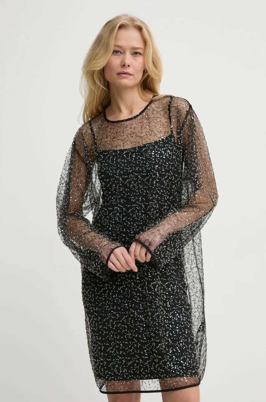 Samsoe Samsoe rochie SAMALLY culoarea negru, mini, dreaptă, F24400143