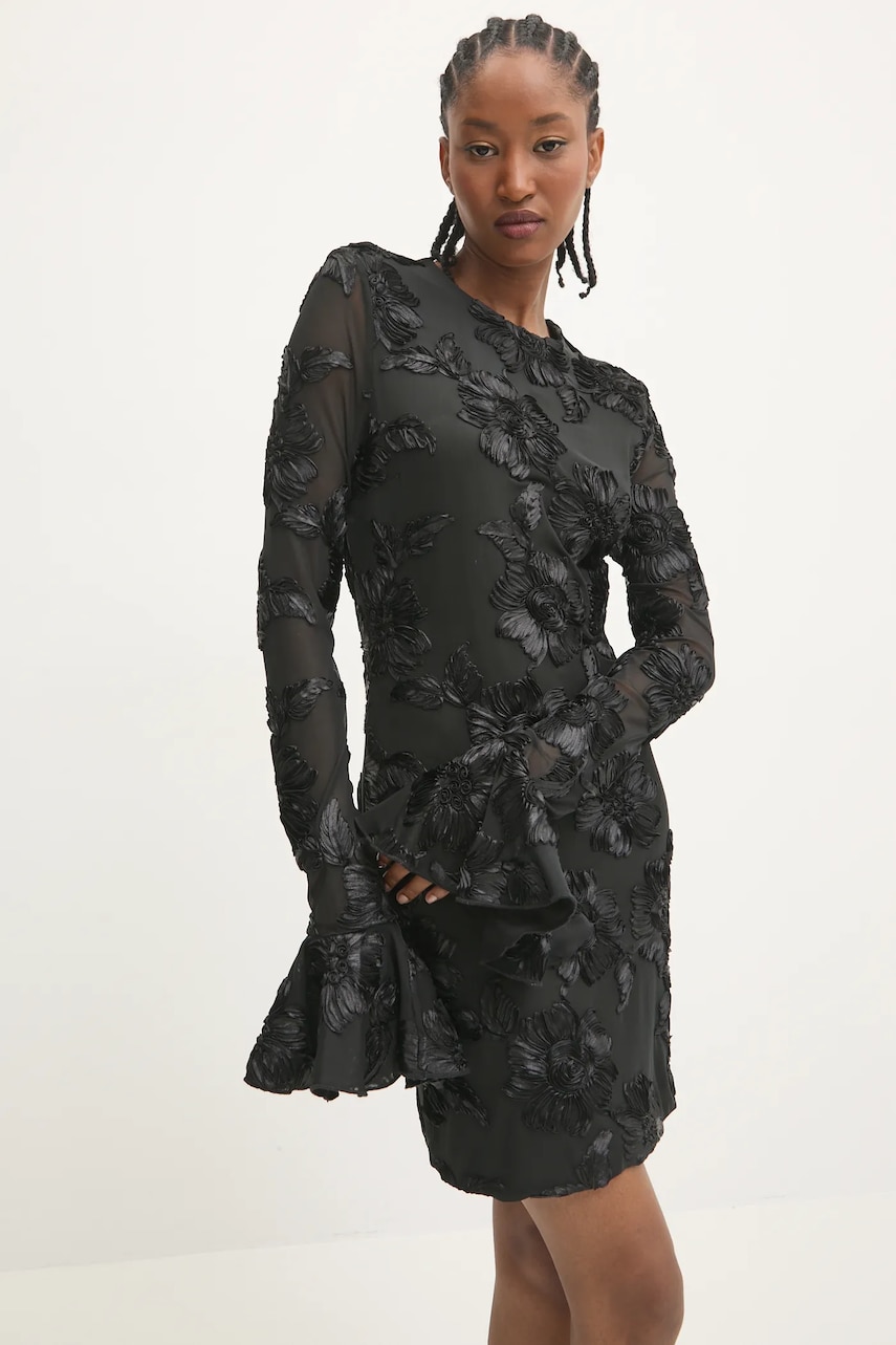 Rotate rochie 0 culoarea negru, mini, mulata, 113226100 Rotate rochie 0 culoarea negru, mini, mulata, 113226100