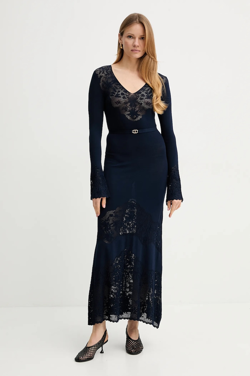 Levně Šaty Twinset tmavomodrá barva, maxi, 251TP3240