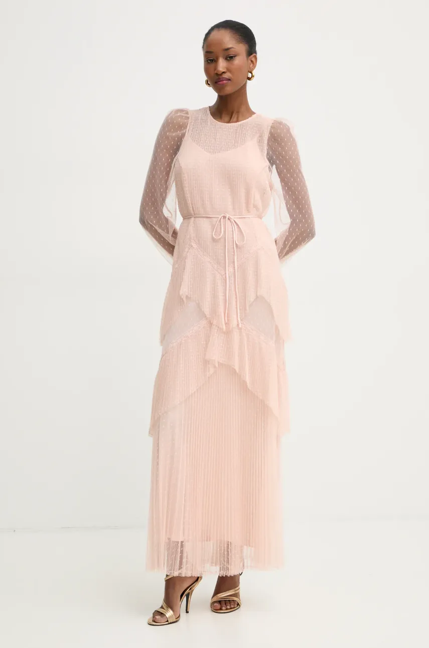 Сукня Twinset колір рожевий maxi розкльошена 251TP2510