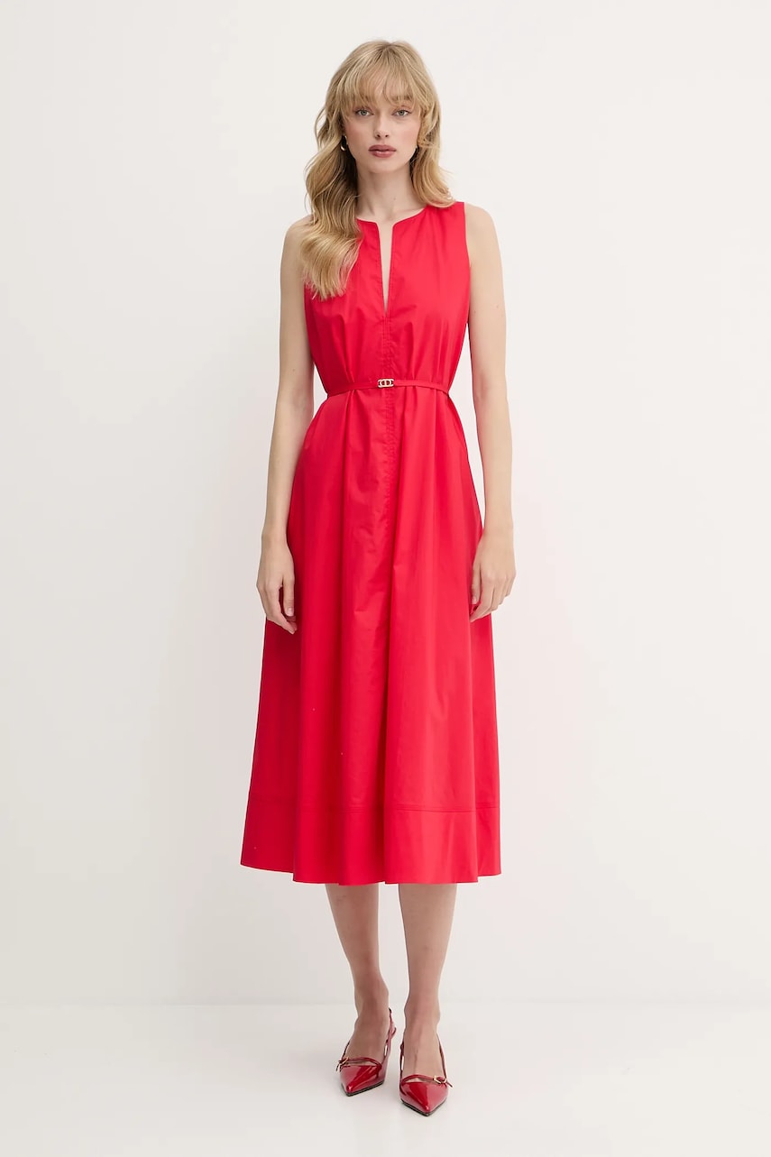 Levně Šaty Twinset červená barva, midi, 251TT2221