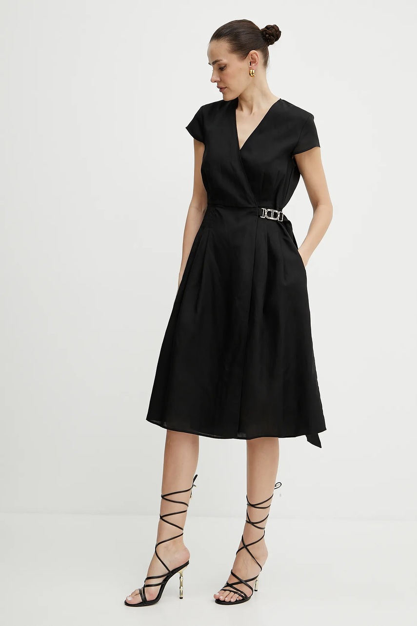 Платье с примесью шелка Twinset цвет чёрный mini расклешённое 251TT2072