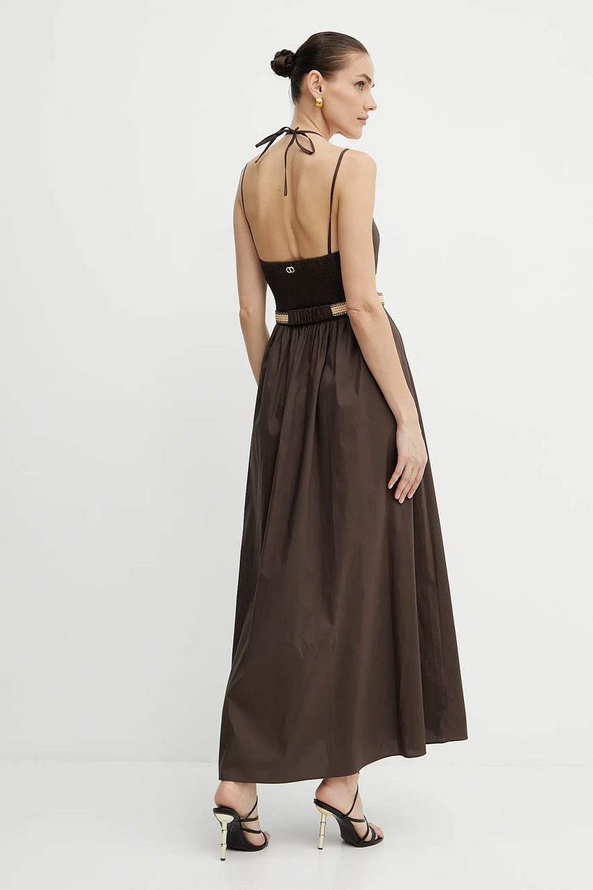 Сукня Twinset колір коричневий maxi розкльошена 251TT2100
