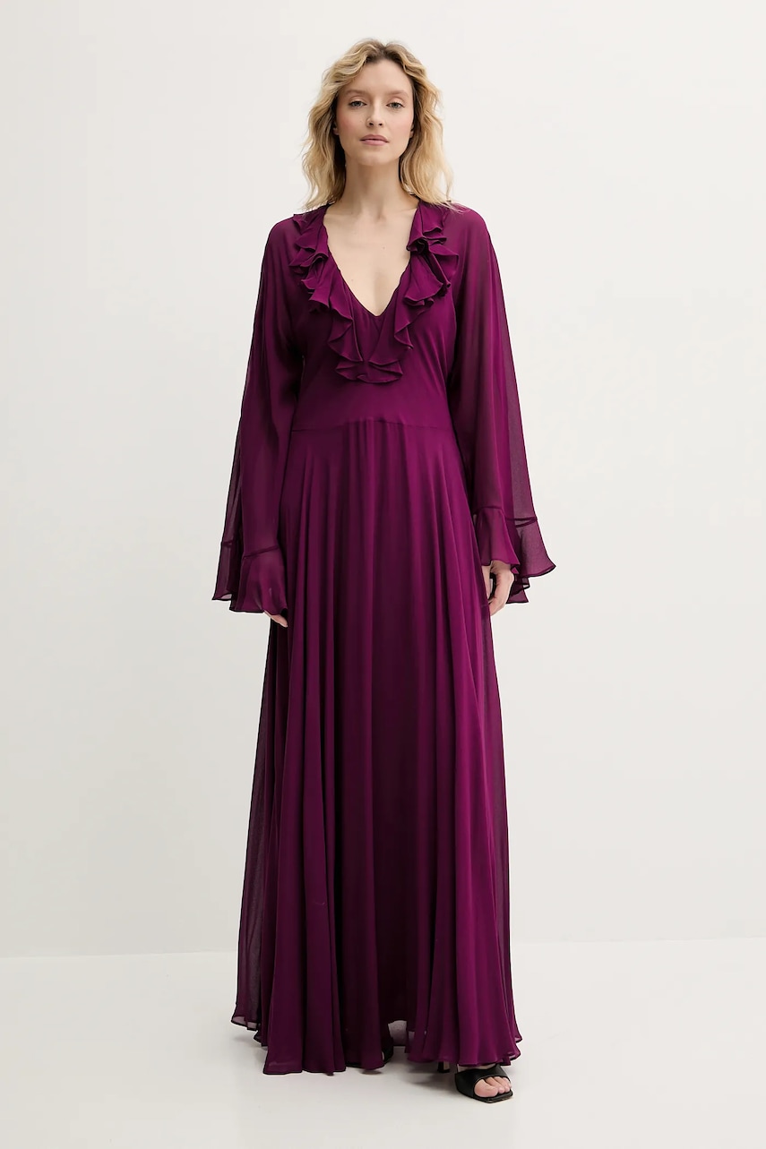 Levně Šaty Twinset fialová barva, maxi, 251TS2070