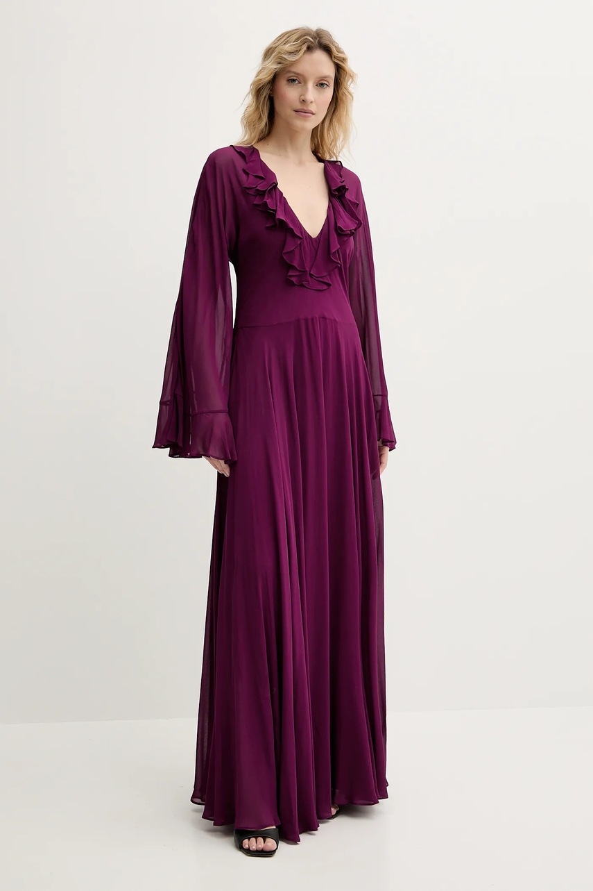 Платье Twinset цвет фиолетовый maxi расклешённое 251TS2070 Платье Twinset цвет фиолетовый maxi расклешённое 251TS2070