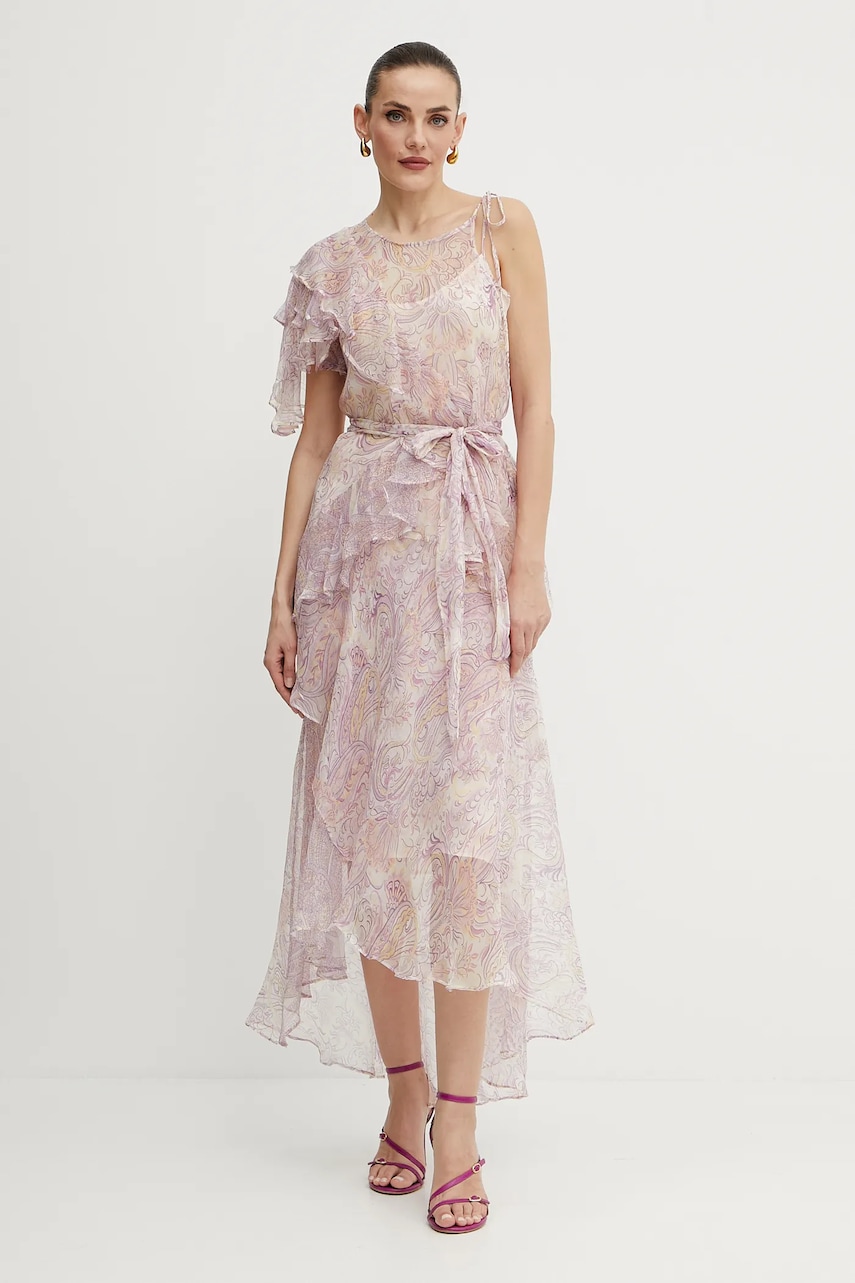 Levně Hedvábné šaty Twinset fialová barva, maxi, 251TS2182