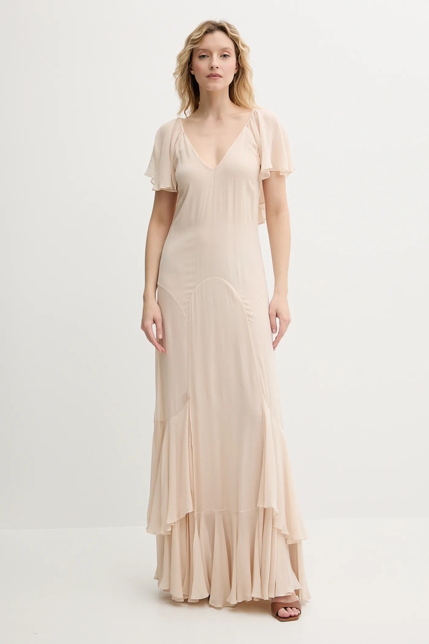 Платье Twinset цвет бежевый maxi расклешённое 251TS2180
